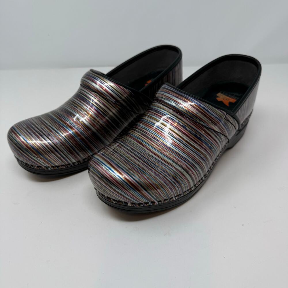 Dansko Professional XP Clogs Women's 39 Patent Leather Multicolored Stripe